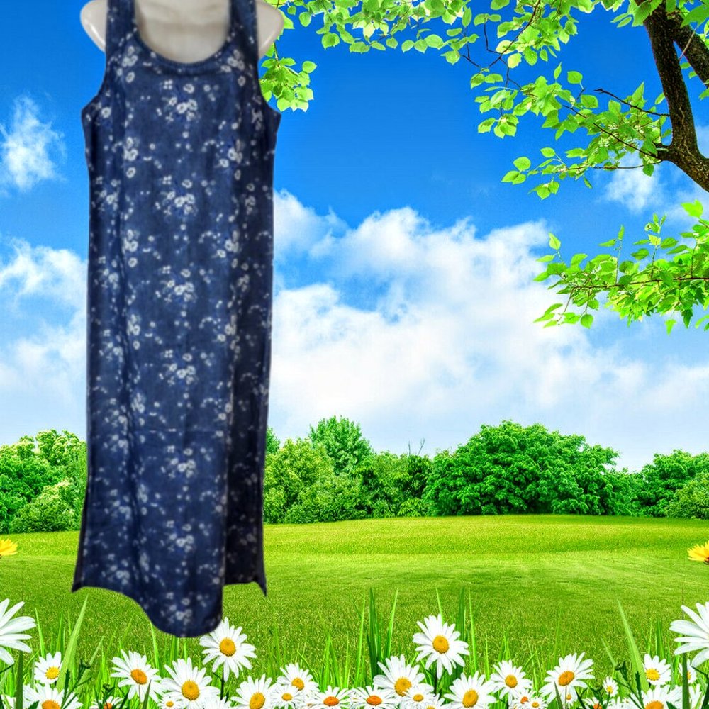 Coldwater Creek Denim Blue Floral VACATION…